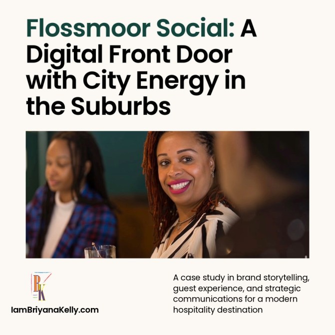 Graphic design with three women sitting at Flossmoor social